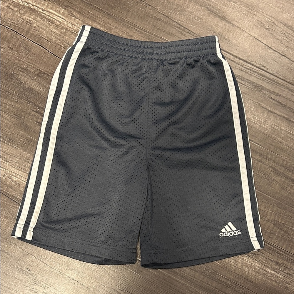 Adidas Kids Grey Shorts with White Stripes